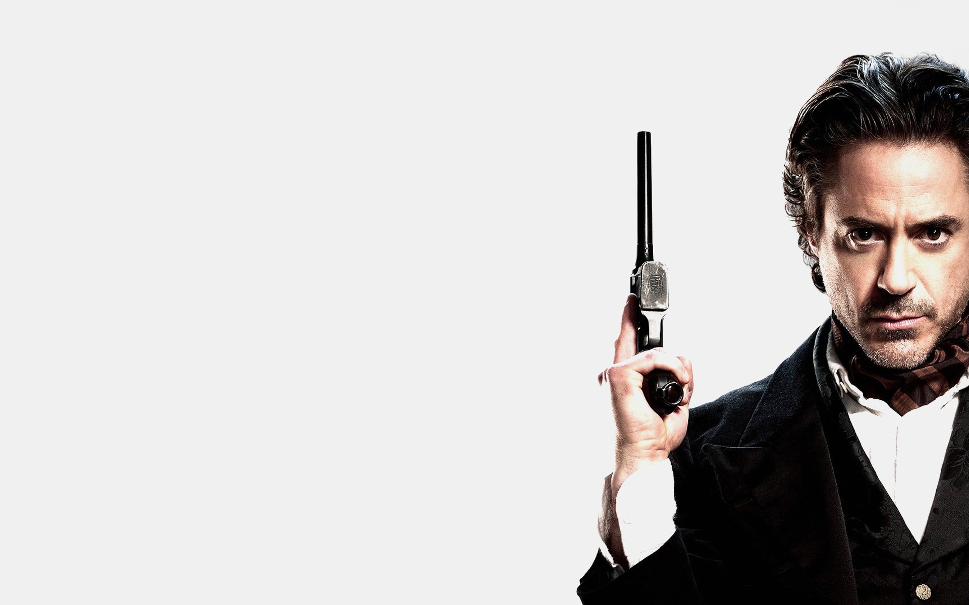 herlock holmes robert downey jr . gun white background is not a good look