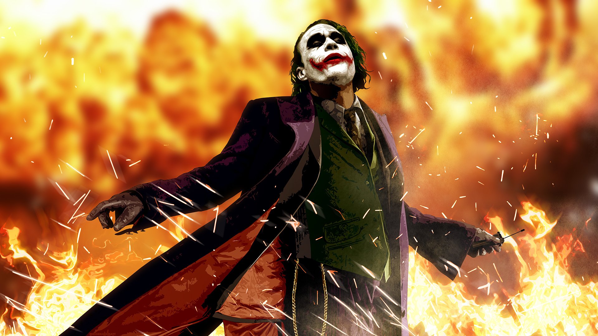 joker joker heath ledger flamme