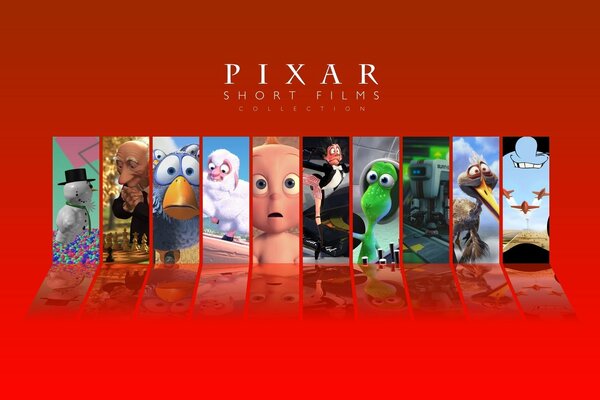 Collezione di cortometraggi Pixar su sfondo rosso