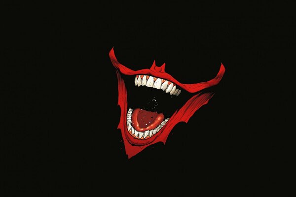 Wallpaper with a rook s mouth. Batman s smile is red