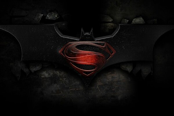 Logotipo de Superman en el logotipo negro de Batman