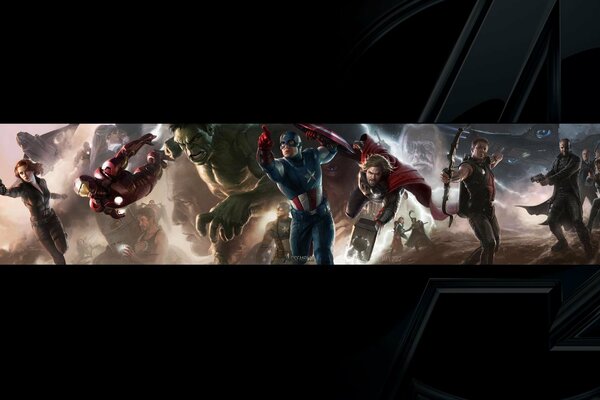 Marvel Avengers todos ensamblados Iron Man, Thor, capitán América, Hulk, viuda negra