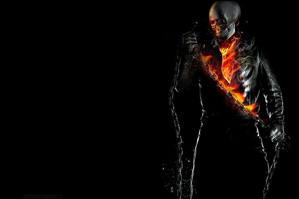 Su sfondo nero Ghost Rider