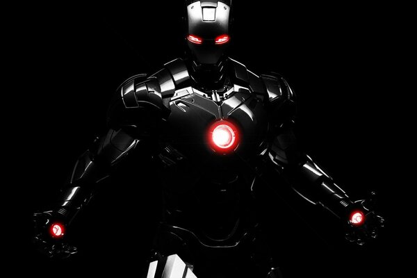 Iron Man sobre un fondo oscuro