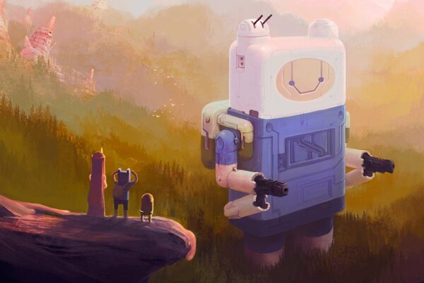 Adventure of a princess and a robot in the forest