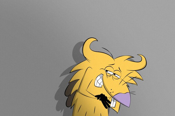 Beaver Norbert from the cartoon cool beavers. Yellow Beaver wallpaper