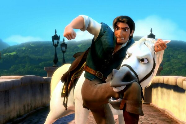 Cartoon tangled story :Maximus, the horse and Rapunzel