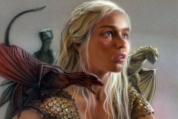 Mother of dragons with small pets