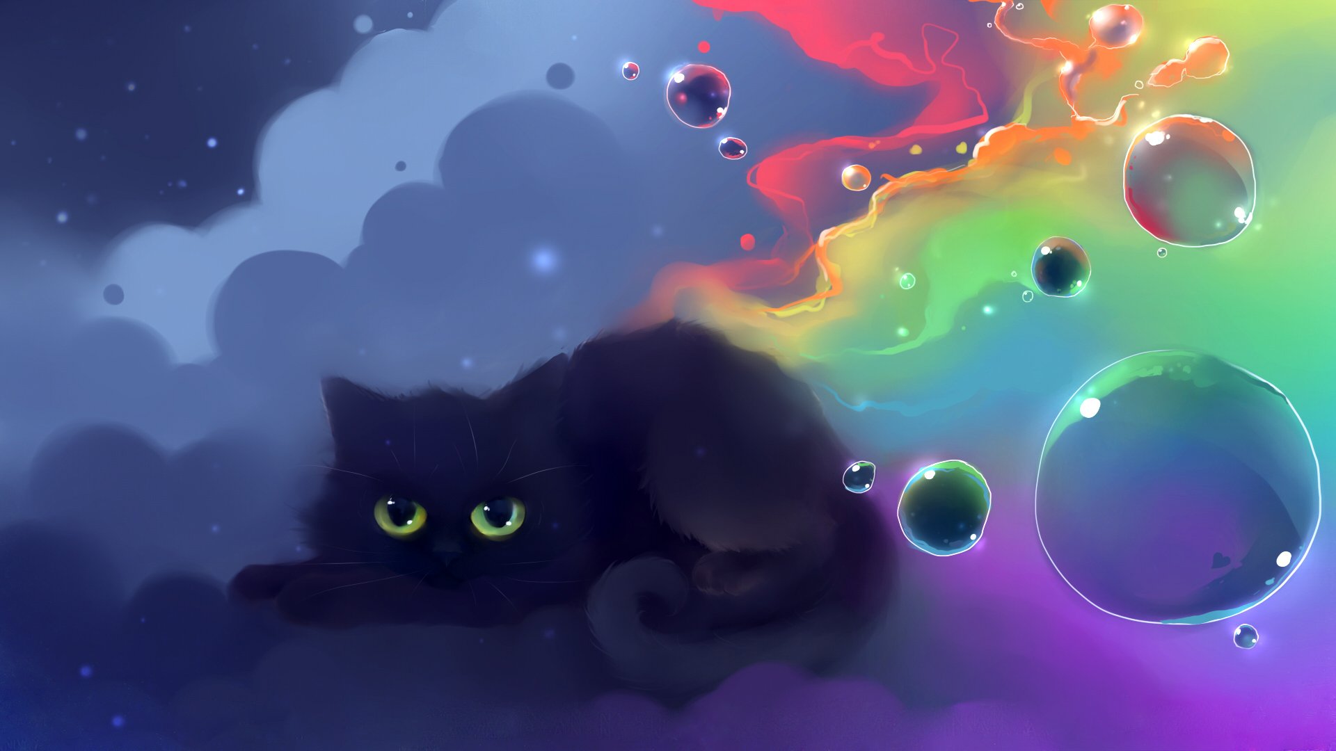 gato bolas colores dibujo niñeras artista apofi