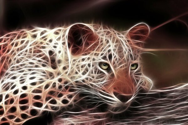 Leopardo pacificamente di riposo 3D