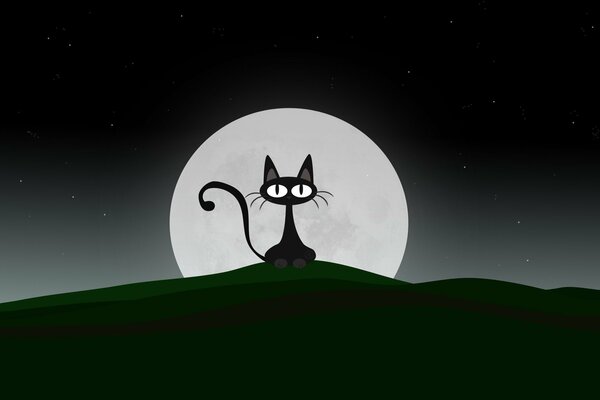 The cat does not look at the moon, it is true to its vector