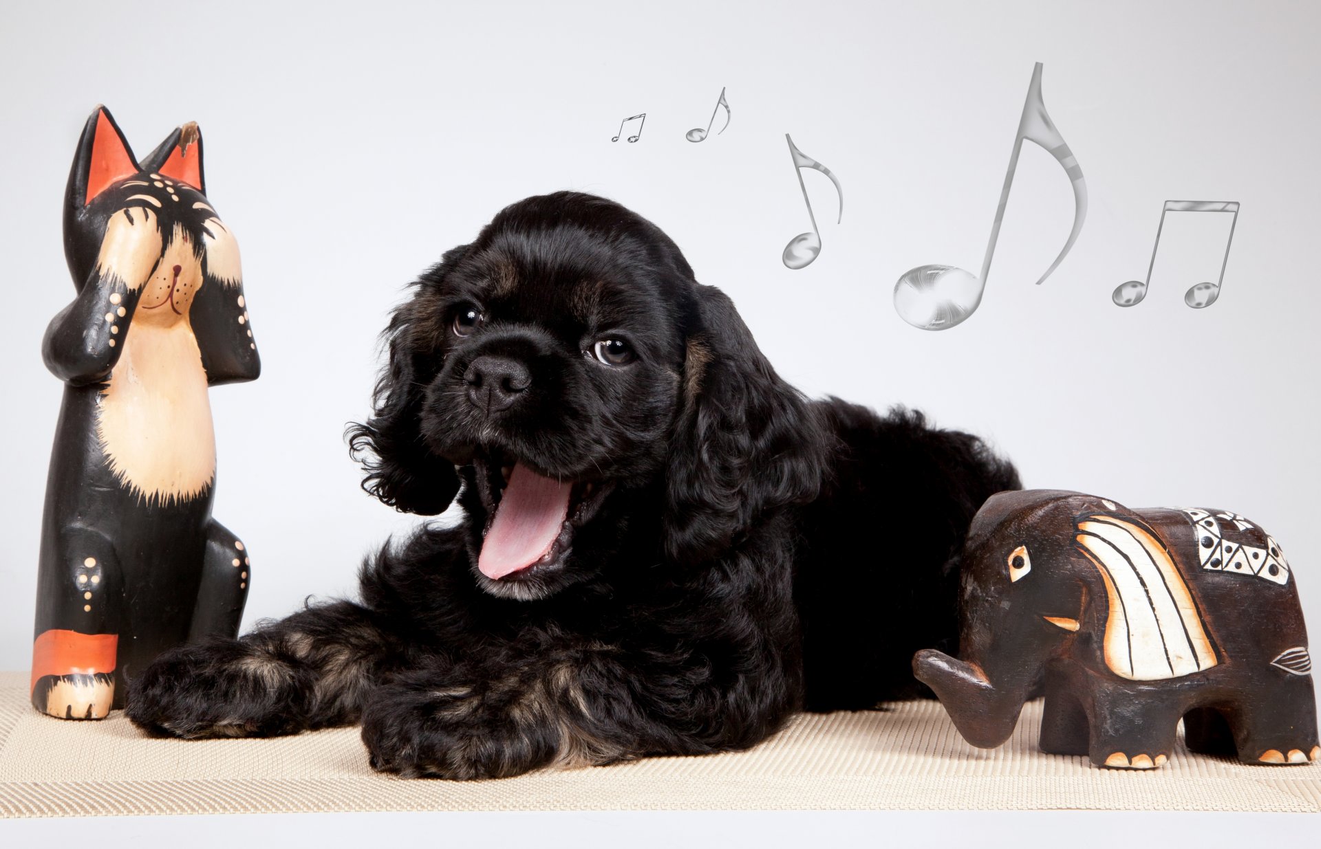 cocker spaniel cachorro figuras de acción elefante notas bostezos