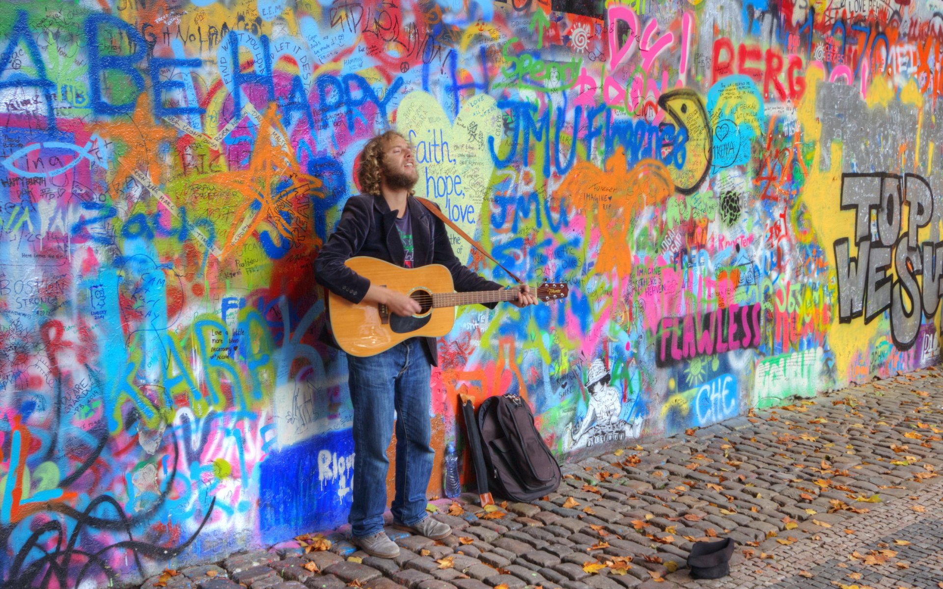 musiker gitarre straße