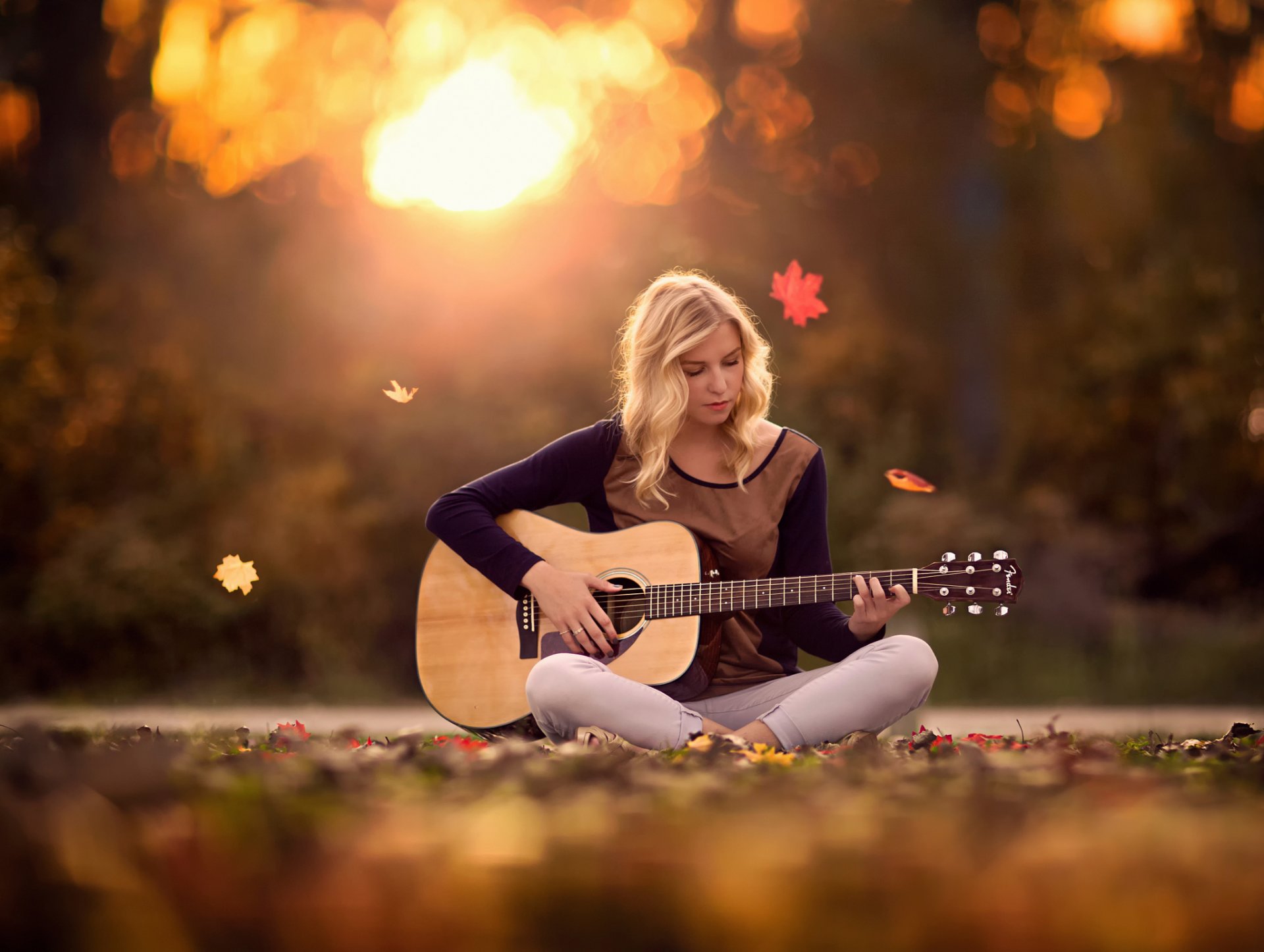 autunno melodia ragazza chitarra autunno