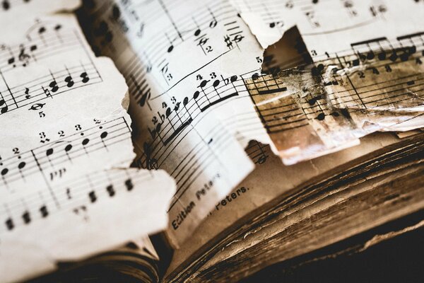 An old battered music notebook