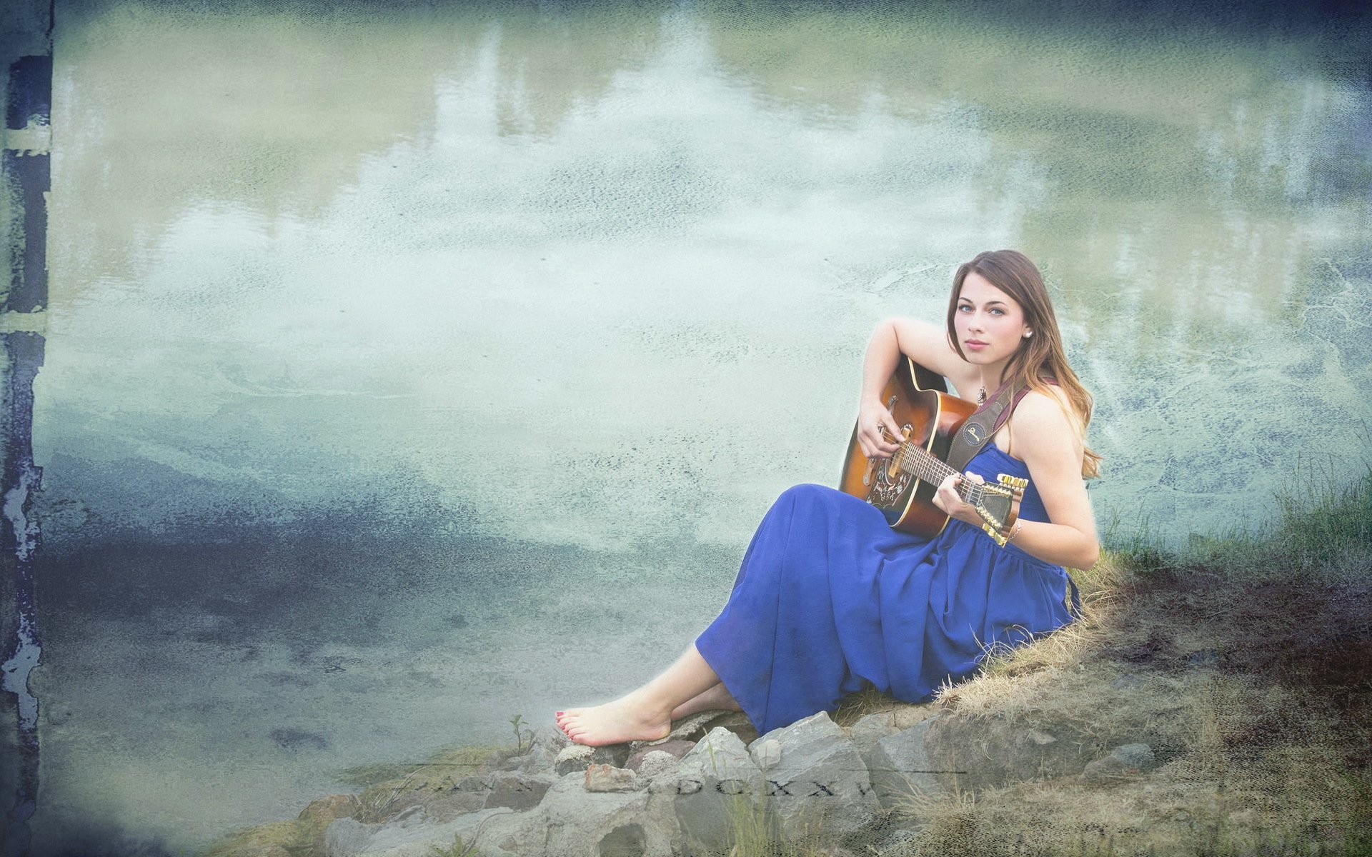 ragazza chitarra musica sfondo