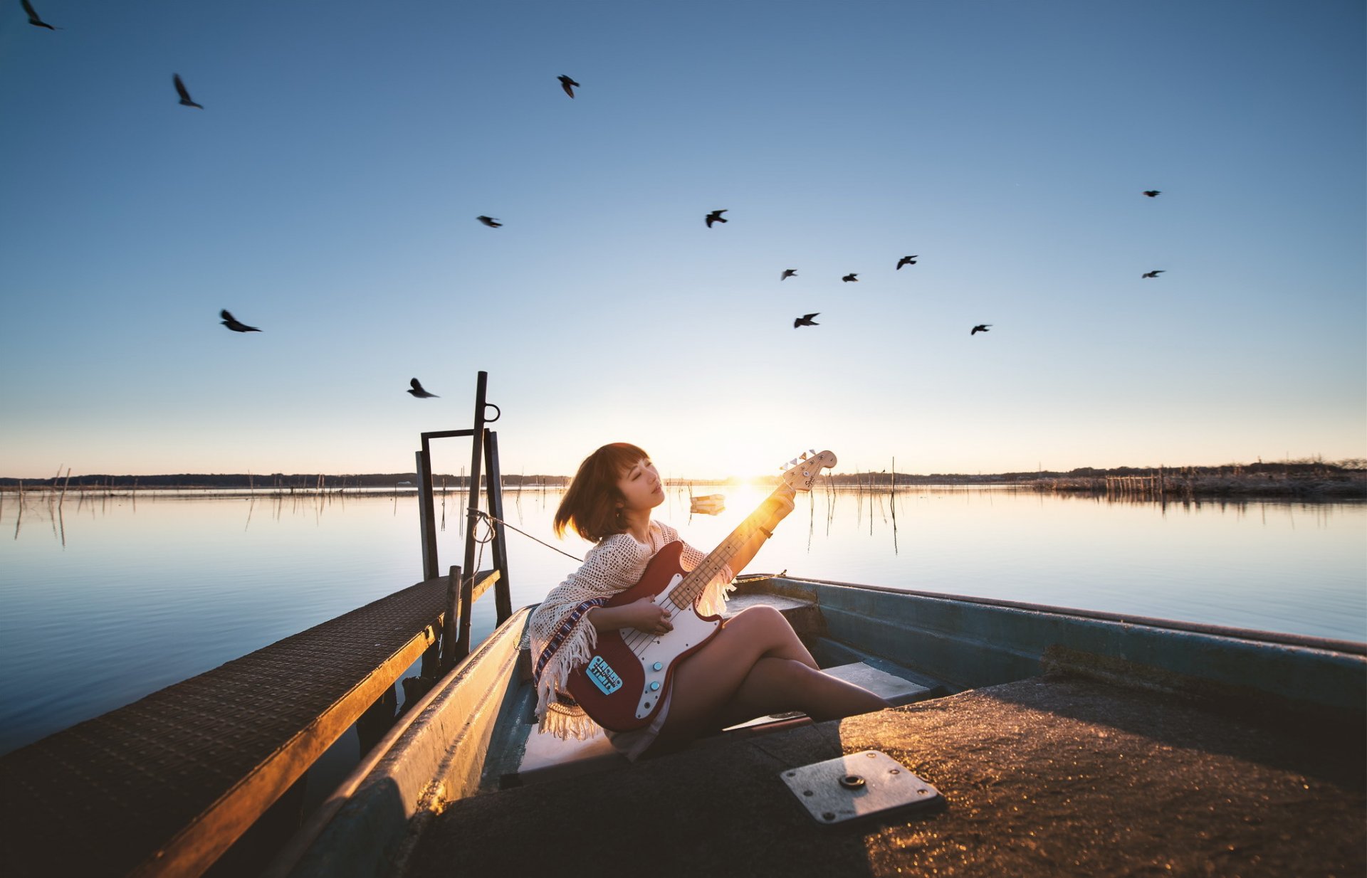 chica guitarra música