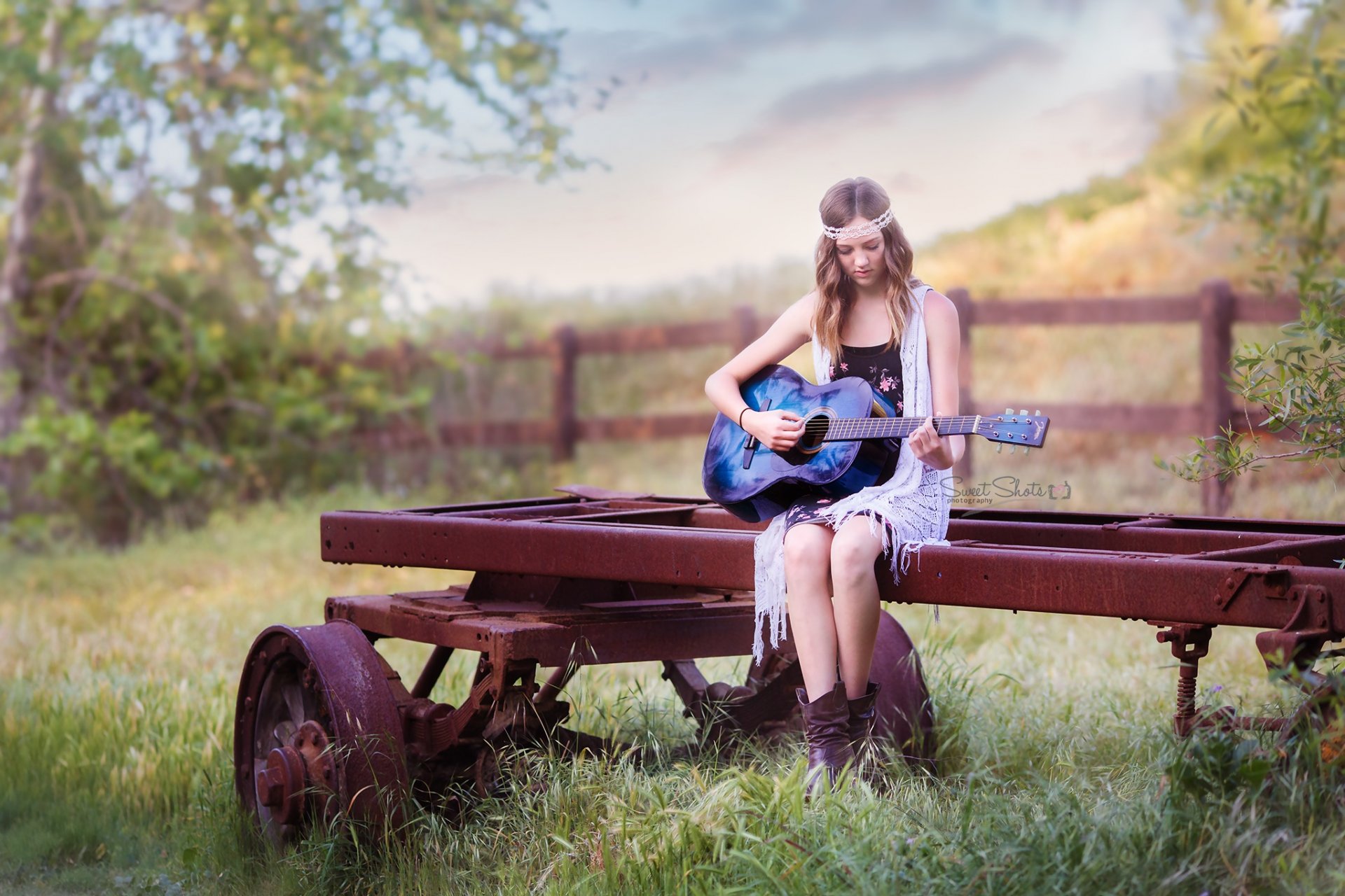 chica guitarra música