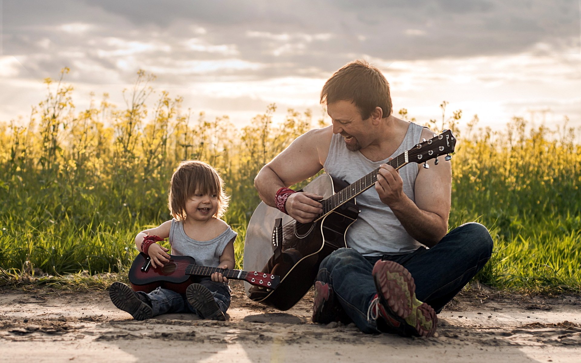 vater sohn gitarren musik stimmung