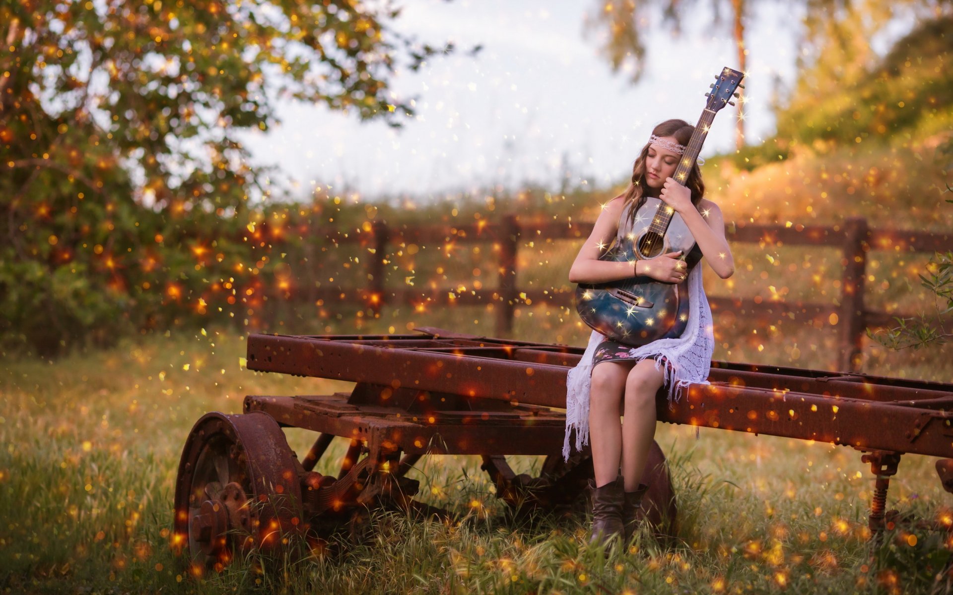 chica guitarra música