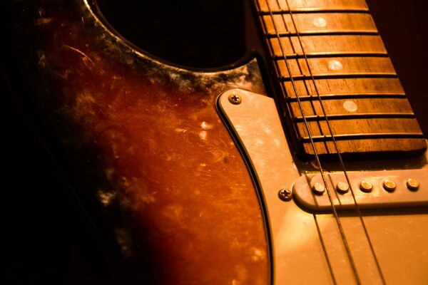 Part of the guitar body close-up