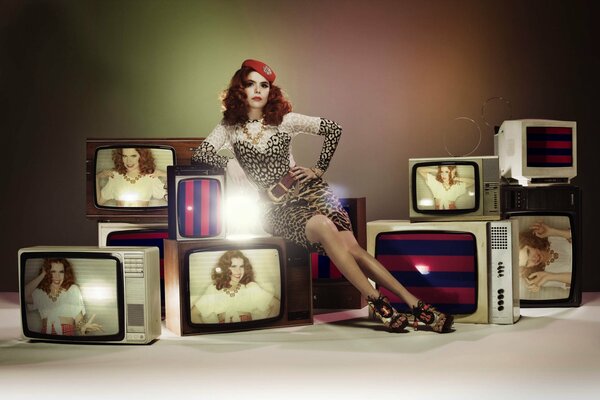 Singer Paloma Faith and red TVs