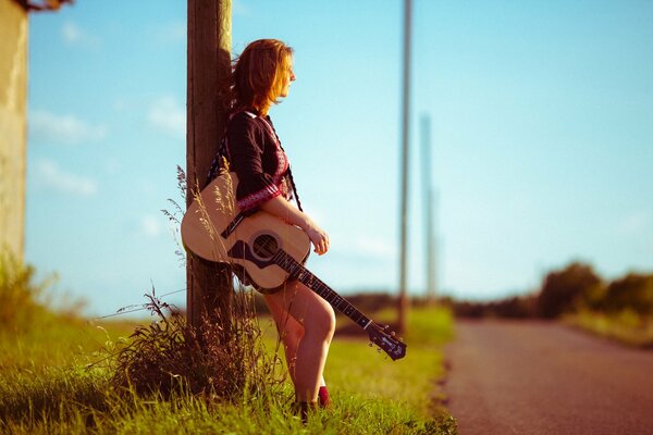 Mädchen mit Gitarre Weg domoye