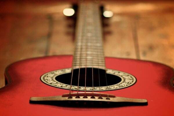 Guitare acoustique gros plan