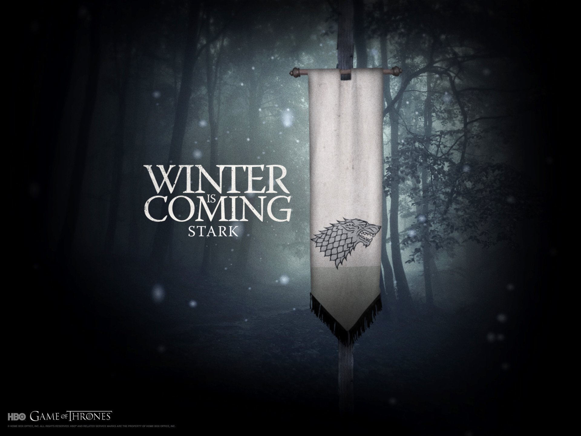 flag banner forest fantasy book game of thrones game of thrones sean bean fantasy stark coat of arms wolf wallpaper winter night krastoa winter is coming winter fantasy tv series movie movie