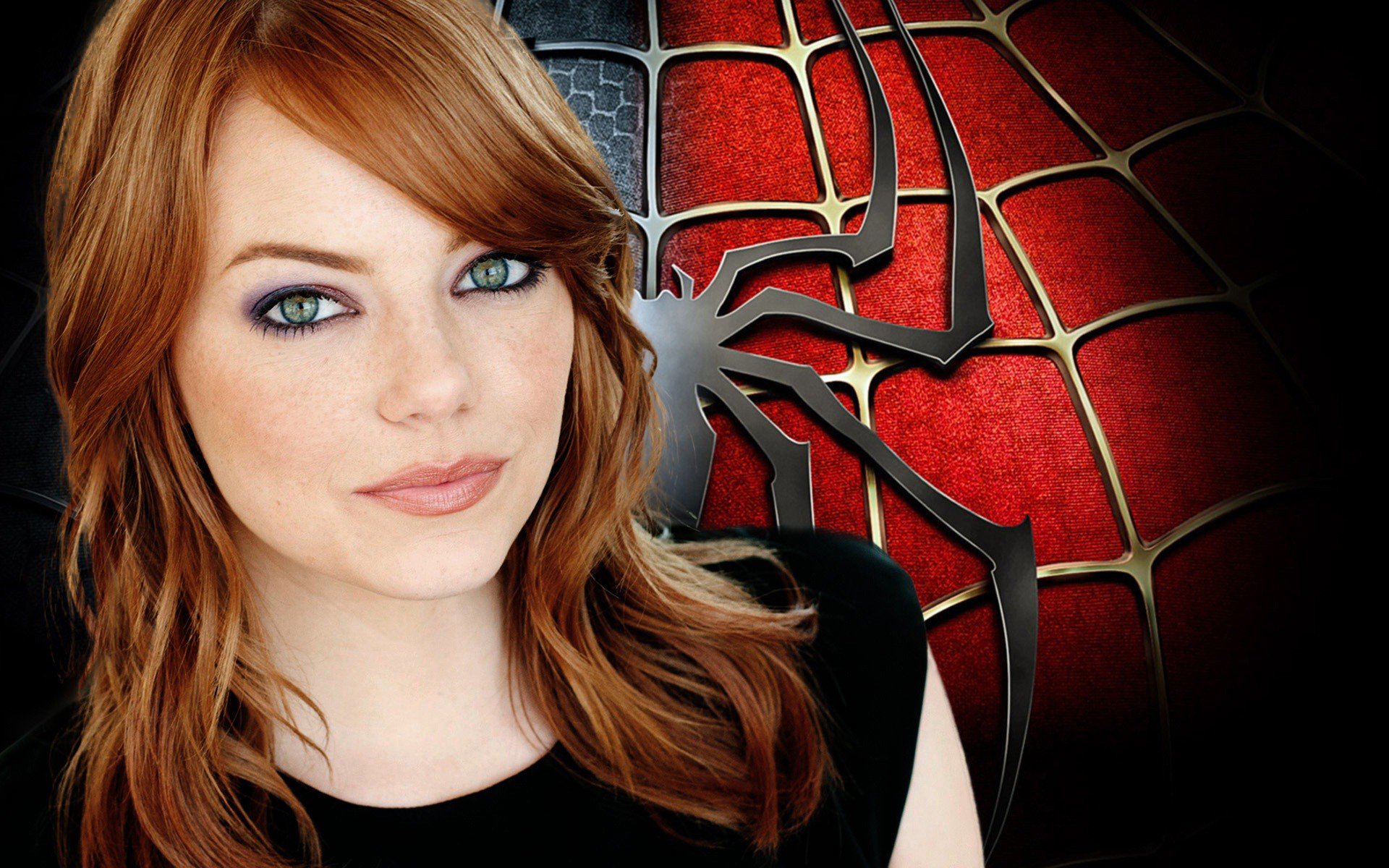 emma stone films araignée fille spiderman cheveux roux noir