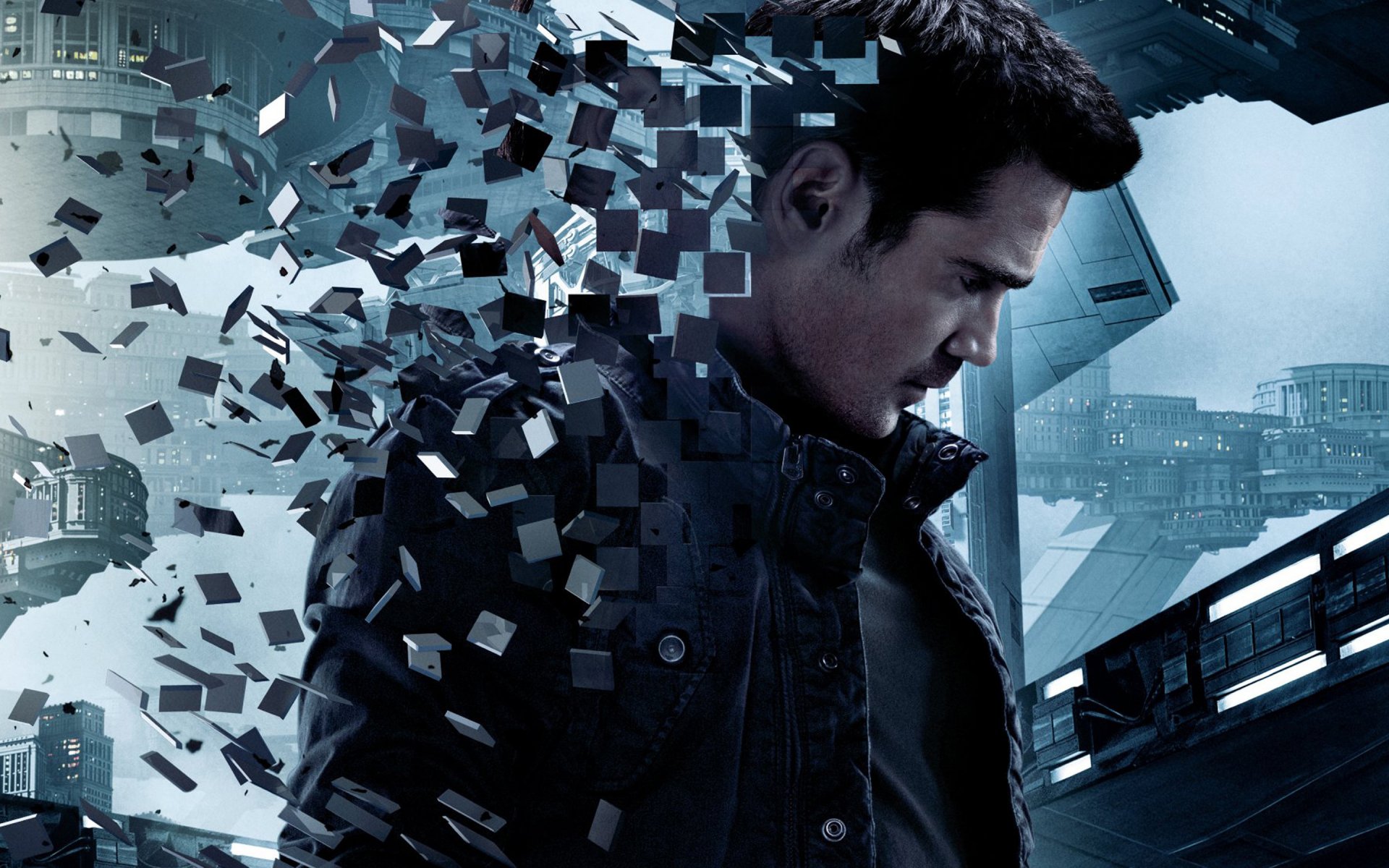 total recall colin farrell colin farrell ciudad cubos abstracción