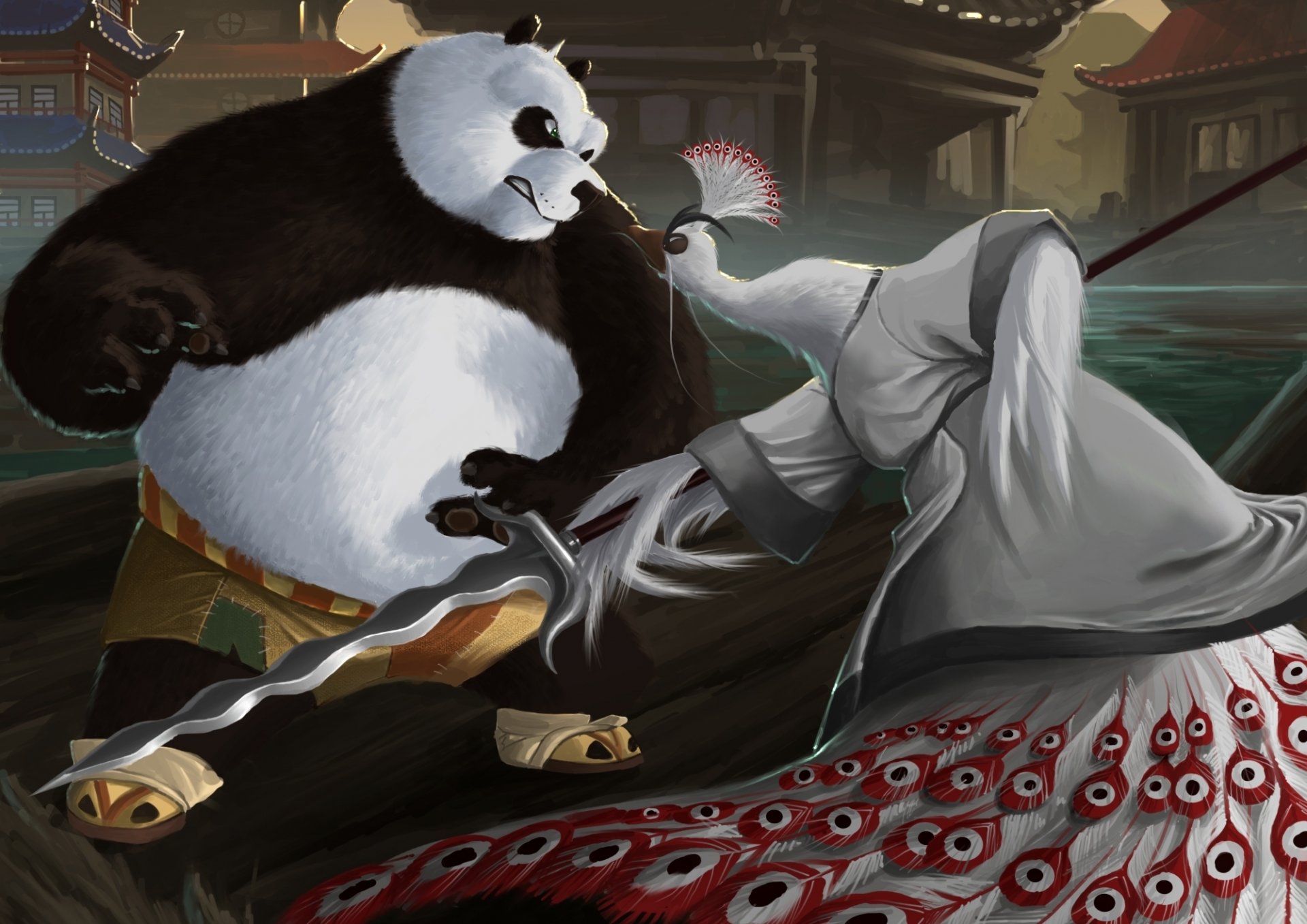 art karuma9 kung fu panda ro pan shen panda paw ptak azja furia włócznia broń