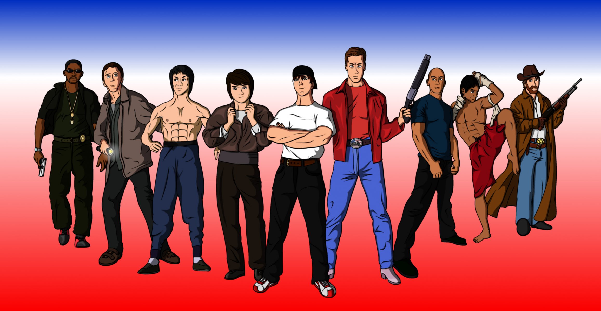 action heroes arnold schwarzenegger chuck norris bruce lee will smith jackie chan nicolas cage vin diesel sylvester stallone