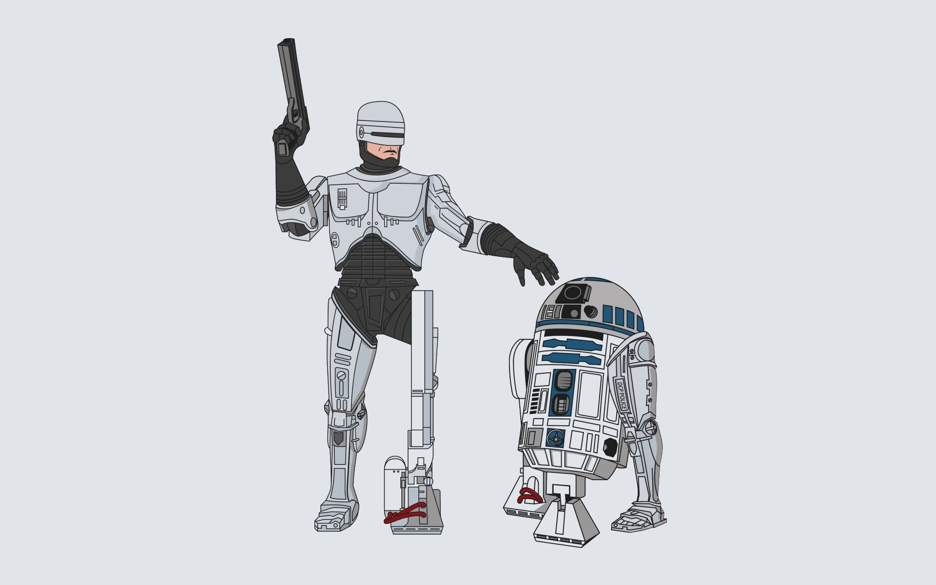 robocop robot cop and r2-d2 r2-d2 artwo-deetwo ar-two-di-two er-two-de-two star wars cyborg droid background