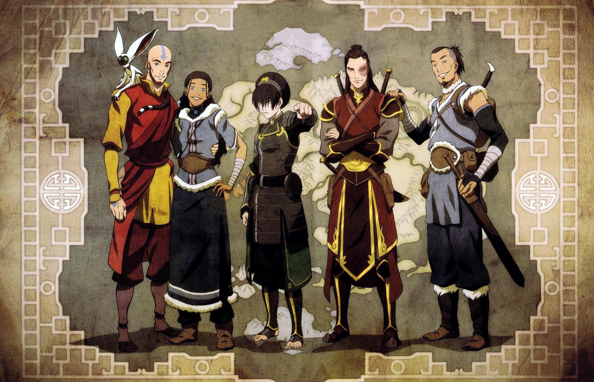 la leyenda de korra avatar avatar aang katara toph zuko soka momo amigos mapa