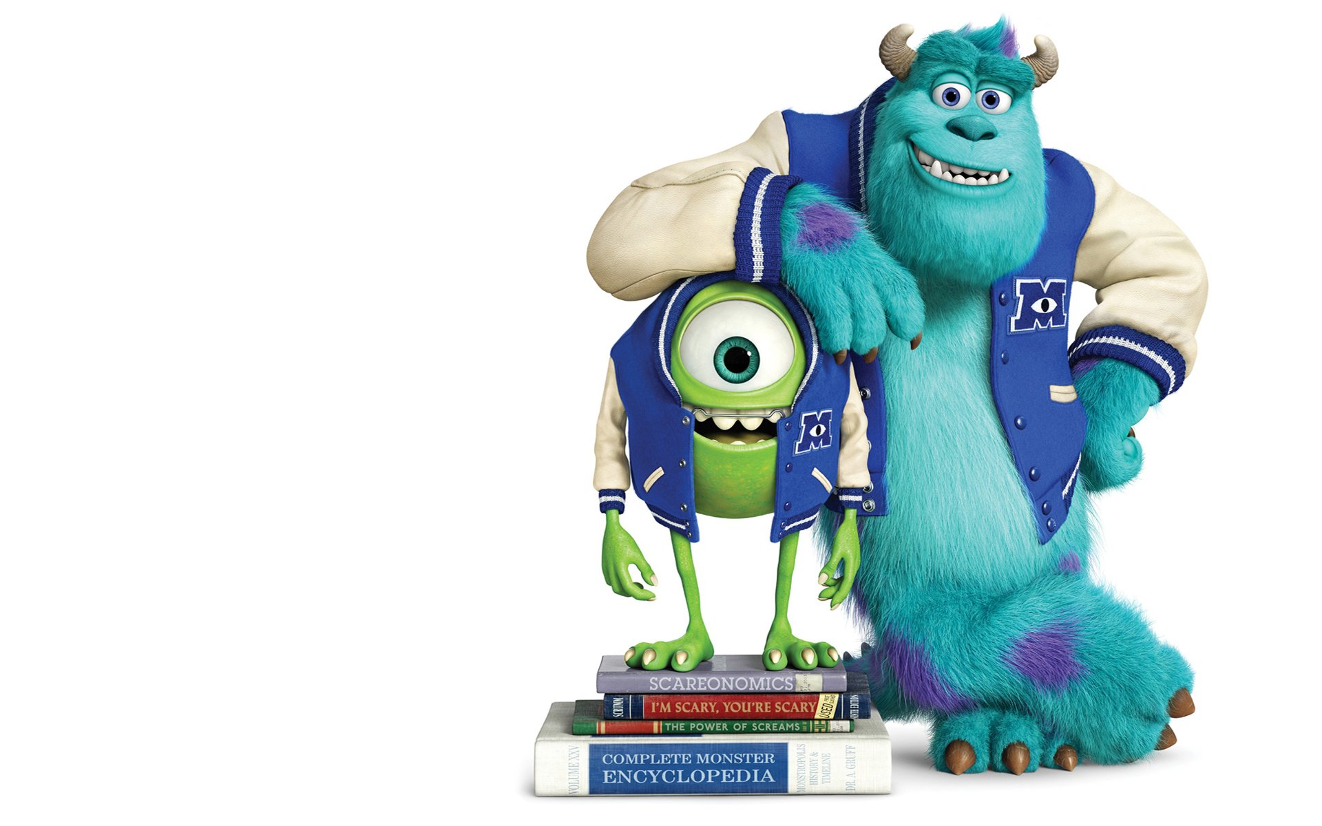 monsters university monsters corporation monsters inc textbooks green blue one-eyed horns smile