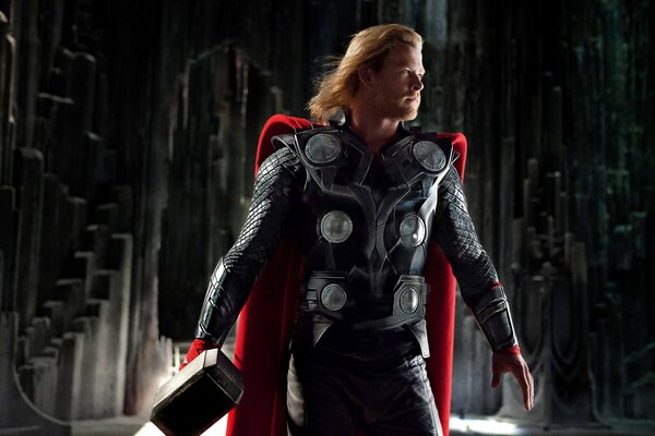 Heroic Thor with a hammer in his hand