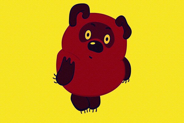 Cartoon winnie the pooh on a yellow background