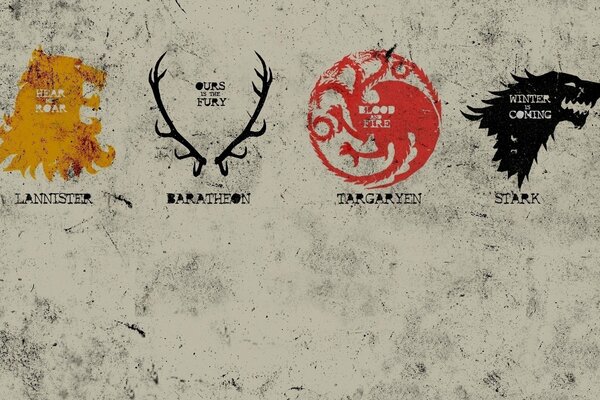 Emblems from the TV series game of Thrones