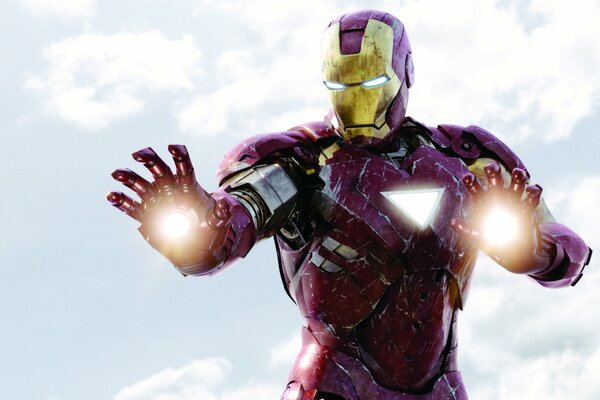 Iron Man from the Avengers uses his superpowers