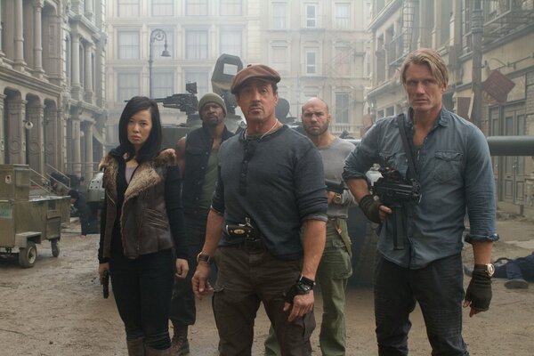A shot from the movie the expendables with actors