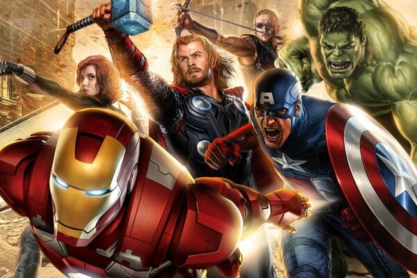 Disegno dei personaggi del fumetto The Avengers