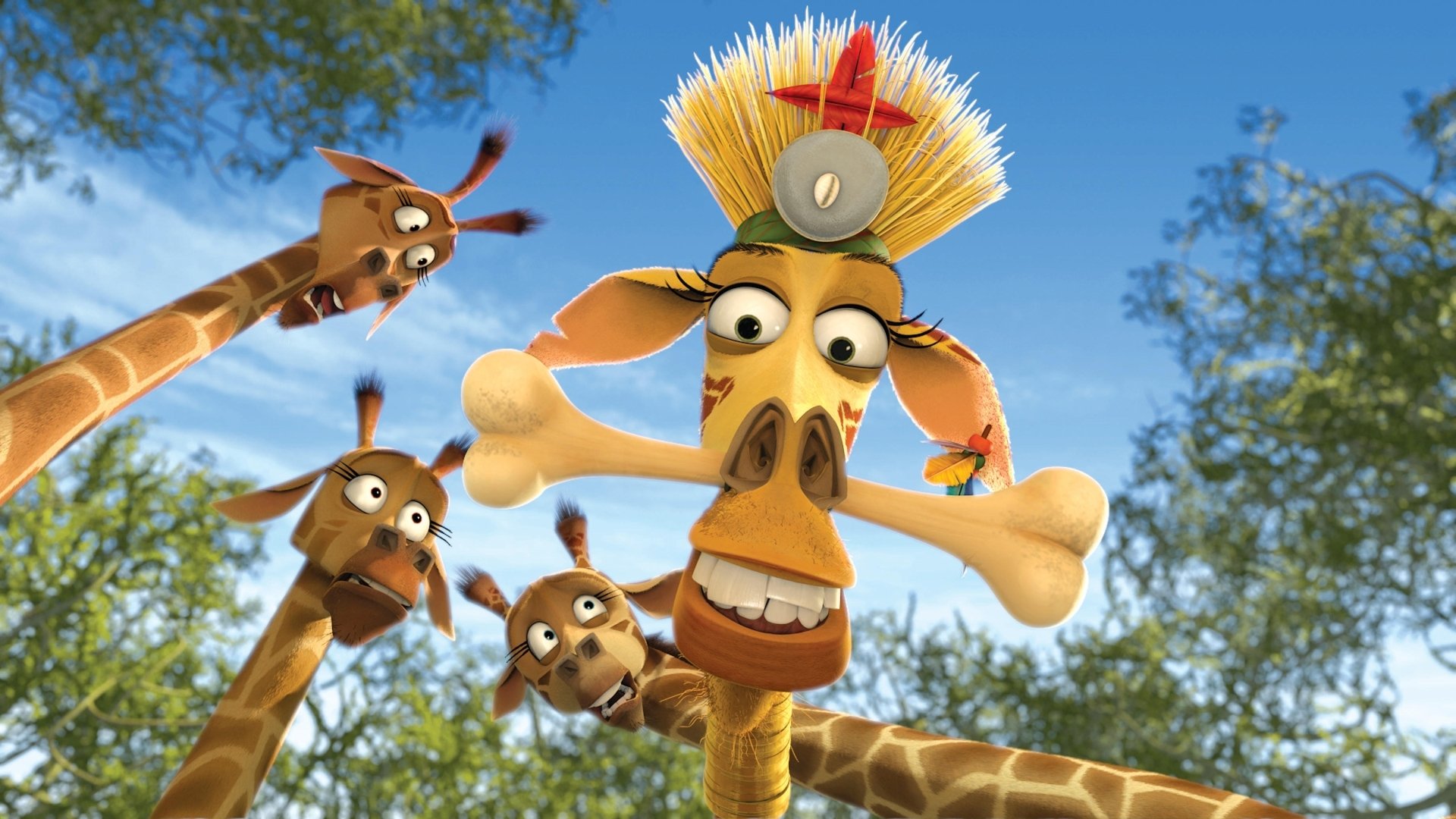 madagaskar escape 2 africa kreskówka kreskówka żyrafy melman niebo