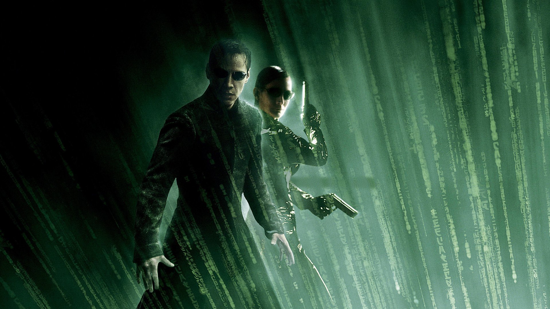 matrix neo trinity kerry-anne moss keanu reeves guns