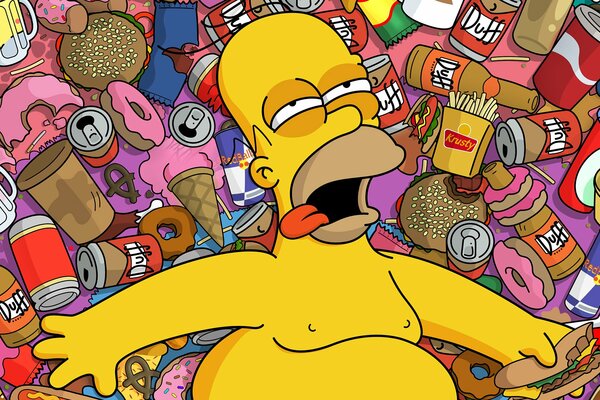 Homer Simpson abusa de la comida rápida