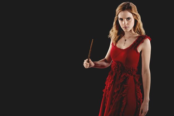 Hermione Granger in a red dress