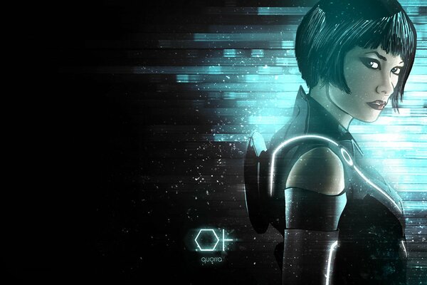 Art with the heroine of the movie Tron. The legacy of Quarroy