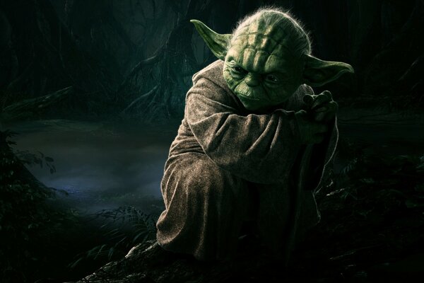 Star Wars. Maître Yoda sur fond sombre