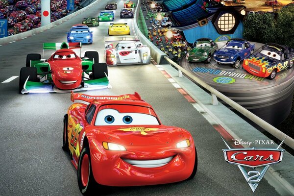 Racing track cars lightning McQueen