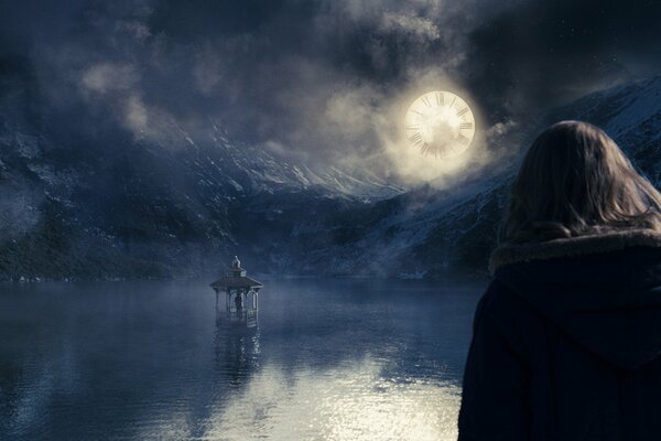 View of the gazebo on a moonlit night